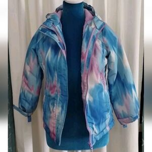 The Place Girls Puffer Jacket Double Zip Hook & Loop Closure Size 7/8 (Med)